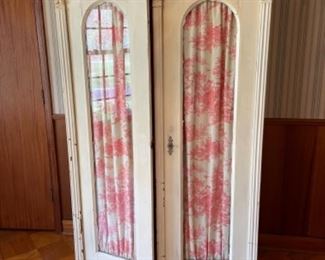French antique armoire, glass doors, owl detail 
