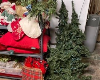 Christmas wreaths, garlands, small trees and decor 