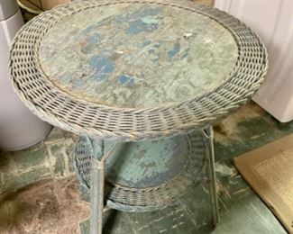 Green wicker indoor/outdoor table 