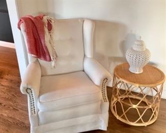 White canvas armchair