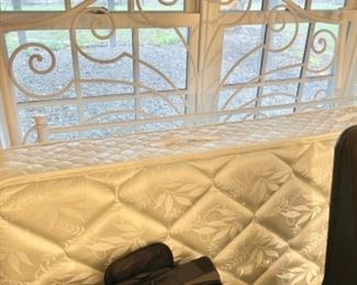 Twin mattress, White wrought Iron Full size bed frame 