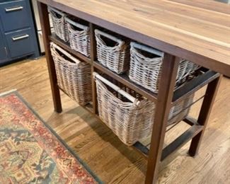 Kitchen Island table with basket storage 