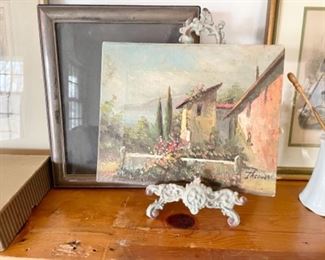 Small original painting, sterling picture frame