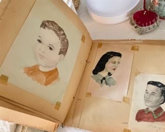 Vintage scrapbook with original art from 1949