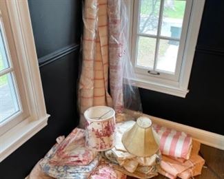 Vintage fabric, lampshades and curtains