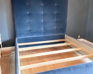 King size bed frame (blue velvet)