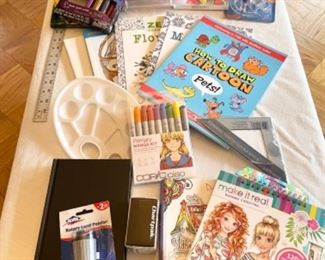 Art supplies and coloring books 