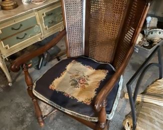 Vintage caned arm chair 