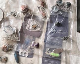 Sterling and agate/precious stone jewelry