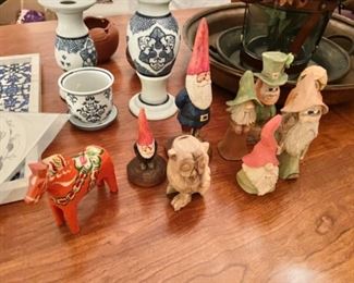Hand carved Gnomes, Dala horse, Tomte 