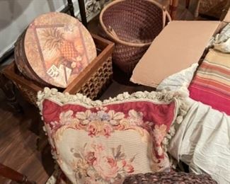 Baskets and throw pillows 
