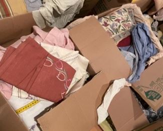 Large selection of linens (tablecloths, curtains, sheets, quilts, blankets and more)
