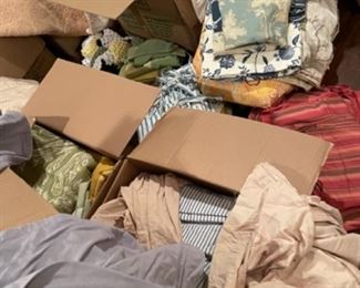 Large selection of linens (tablecloths, curtains, sheets, quilts, blankets and more)