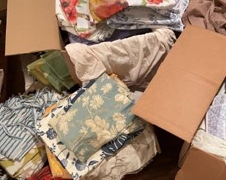 Large selection of linens (tablecloths, curtains, sheets, quilts, blankets and more)