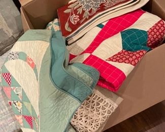 Large selection of linens (tablecloths, curtains, sheets, quilts, blankets and more)