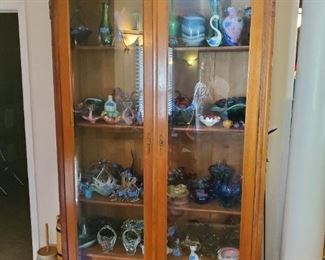 French Antique display cabinet full of Moreno glass from Italy