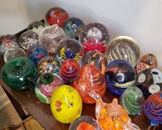 Solid glass paperweight collection. 