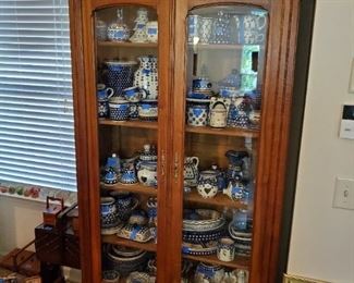 Antique French cabinet full of Polish pottery!
