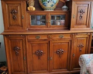 French Renaissance Carved Walnut with beveled glass cupboard.  Absolutely gorgeous piece of furniture. 