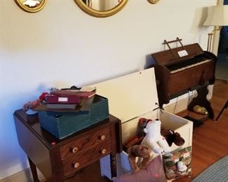 Antique pump organs and end tables