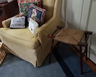 Upholstered chairs and stool