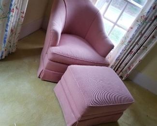 Upholstered chair and ottoman