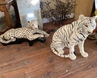 Composite cheetah and tiger figures