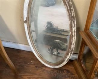Shabby chic oval mirror