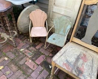 nice pair of metal children chairs.  So cute.  