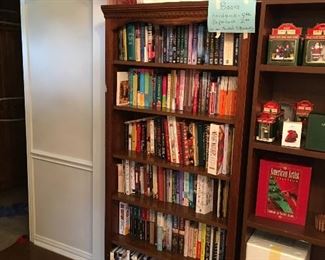 Christmas flowers, books