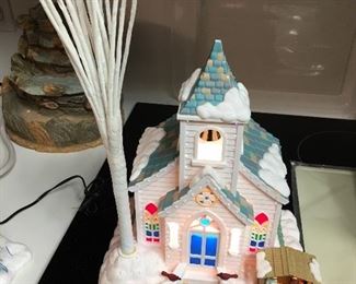 Lighted Christmas church