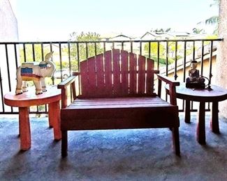 Outdoor bench and tables