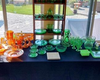 Vintage green & amber glass