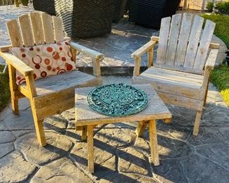 Wood patio conversation set