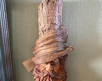 Carved wood decor