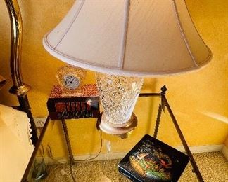 Vintage glass and brass tables