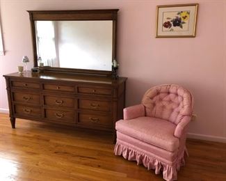 Dresser w/ Mirror, Chair