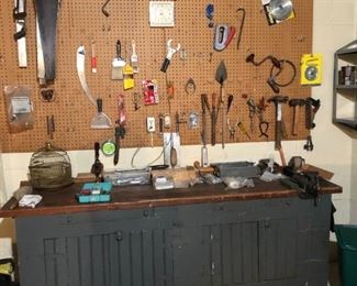 Tools, Old Industrial Work Bench