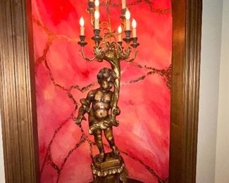 Wood hand carved Cupid from Milano