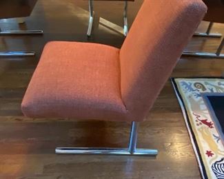 4 MODERN UPHOLSTERED CANTELEVERED CHAIRS W/CHROME LEGS