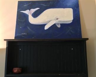 Moby Dick, blue painted shelf