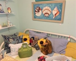 Day bed with trundle, Seashell painting by Betty Hadfield