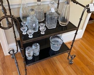 Teacart/bar cart- crystal decanters