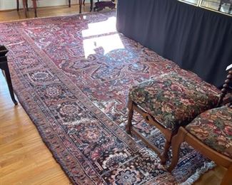 Oriental wool rug in library