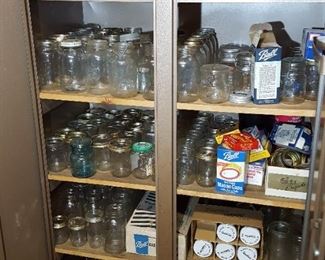 Cabinets Filled with Vintage Manson Jars
