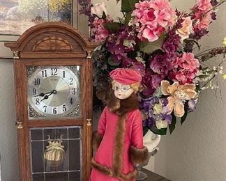 Table clock and doll