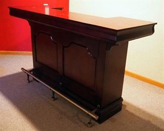 Coaster Fine Furniture Traditional Bar Unit, Model 3078, With Cherry Finish, 3 Drawres, Towel Bar, Stainless Sink And Brass Foot Rest