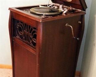 Meteor Talking Machine/Phonograph Including Parts, And Vintage Records, 45" x 20" x 23"