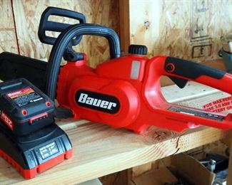 Bauer Cordless 20 Volt Chainsaw With 10" Bar, Model 1191-B, Includes Battery And Charger