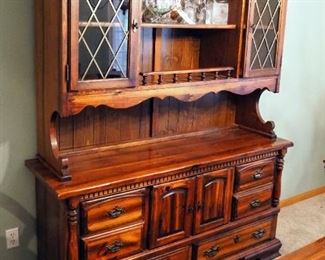 2 Piece China Hutch, With 6 Drawers, Contents Not Included, 78.5" x 64" x 19"